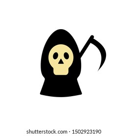 Death, Reaper of souls symbol as logo, icon. Vector illustration isolated on white background. Flat style design.