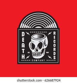 Death Records With Vinyl and Skull Image