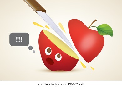 Death of red apple. Vector illustration created using gradient meshes