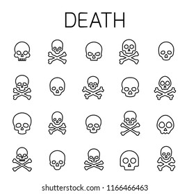 Death related vector icon set. Well-crafted sign in thin line style with editable stroke. Vector symbols isolated on a white background. Simple pictograms.