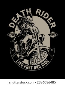 Death rider vintage vector t-shirt design