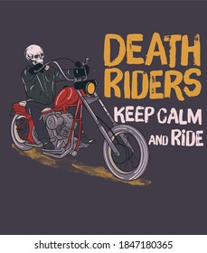 Death riders skull motorbike vector