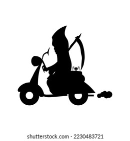 death rides on a motor scooter, vector illustration
