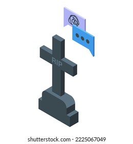 Death rip cross icon isometric vector. Panic attack. Fear disorder