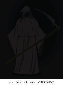 Death with scythe in dark. vector illustration