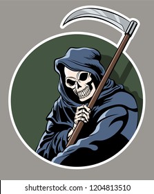 Death with Scythe. Halloween Sticker