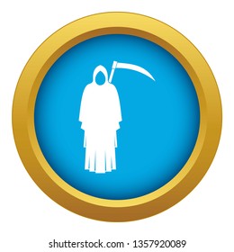 Death with scythe icon blue vector isolated on white background for any design