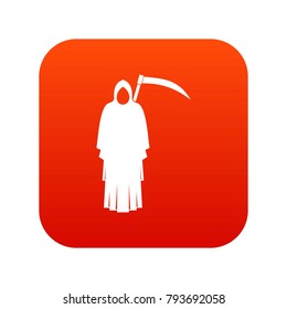 Death with scythe icon digital red for any design isolated on white vector illustration