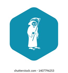 Death with scythe icon. Simple illustration of death with scythe vector icon for web design isolated on white background