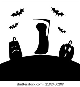 
Death with a scythe on a white background. Halloween concept. Vector illustration.