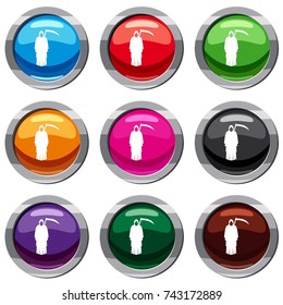 Death with scythe set icon isolated on white. 9 icon collection vector illustration