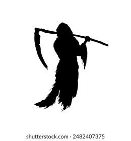 Death with a scythe - silhouette - vector illustration