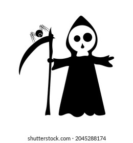 death with scythe and spider, vector illustration