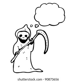 death with scythe and thought bubble