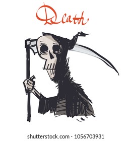 Death with a scythe. Vector illustration isolated on white background