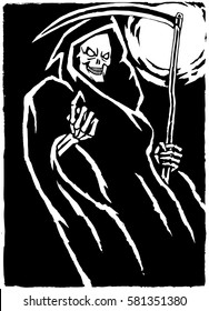 Death with a Scythe.Grim Reaper.Charon.Vector Illustration.