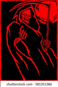 Death with a Scythe.Grim Reaper.Charon.Vector Illustration.