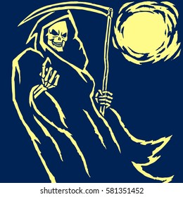 Death with a Scythe.Grim Reaper.Charon.Vector Illustration.