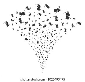 Death Scytheman explosion fountain. Vector illustration style is flat iconic symbols. Object fountain done from random design elements as death scytheman fireworks.