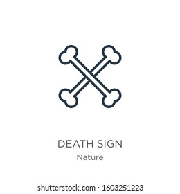 Death sign icon. Thin linear death sign outline icon isolated on white background from nature collection. Line vector sign, symbol for web and mobile