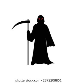 Death silhouette illustration vector in cartoon style on white background. Halloween element. Halloween concept.