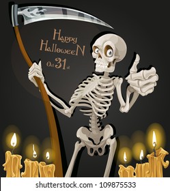 Death is a skeleton with a scythe - Halloween party invitation