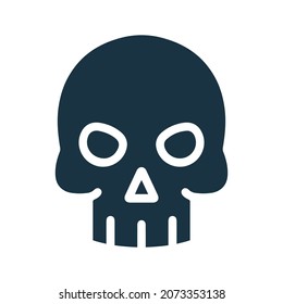 Muerte, esqueleto, icono del cráneo. Diseño vectorial simple editable aislado en un fondo blanco.