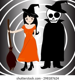 Death is a skeleton with witch