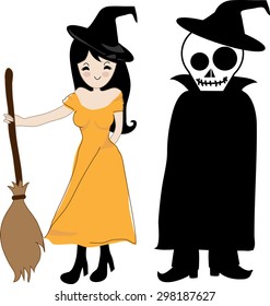Death is a skeleton with witch