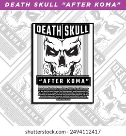 DEATH SKULL ATER KOMA, design graphic illustration, for streetwear and urban style t-shirts design, hoodies, etc