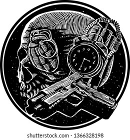 Death Skull bomb weapon - Vector illustration