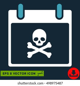 Death Skull Calendar Day icon. Vector EPS illustration style is flat iconic bicolor symbol, blue and white colors.