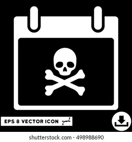 Death Skull Calendar Day icon. Vector EPS illustration style is flat iconic symbol, white color.