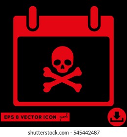 Death Skull Calendar Day icon. Vector EPS illustration style is flat iconic symbol, red color.