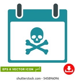 Death Skull Calendar Day icon. Vector EPS illustration style is flat iconic bicolor symbol, soft blue colors.