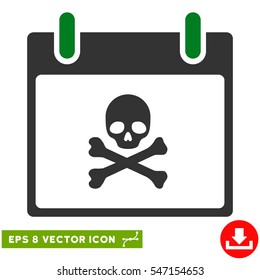 Death Skull Calendar Day icon. Vector EPS illustration style is flat iconic bicolor symbol, green and gray colors.