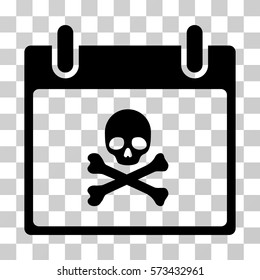 Death Skull Calendar Day icon. Vector illustration style is flat iconic symbol, black color, transparent background. Designed for web and software interfaces.