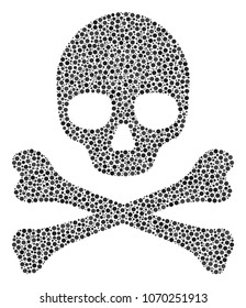 Death Skull collage of circle dots in various sizes and color tints. Round dots are organized into death skull vector illustration. Dotted vector design concept.