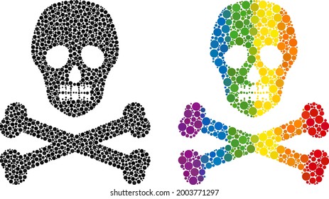 Death skull composition icon of circle elements in variable sizes and spectrum bright color hues. A dotted LGBT-colored death skull for lesbians, gays, bisexuals, and transgenders.