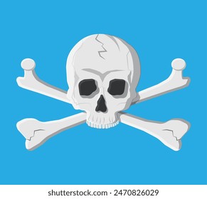 Death skull and crossbones. Deads head. Pirate, danger, poison symbol. Vector illustraton in flat style