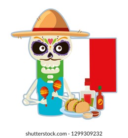 death skull with delicious mexican food