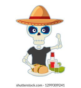 death skull with delicious mexican food