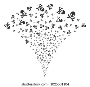 Death Skull fireworks fountain. Vector illustration style is flat iconic symbols. Object fountain created from random pictographs as death skull fireworks.