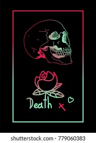 Death skull flower frame