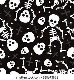 Death skull halloween skeleton illustration background pattern in vector