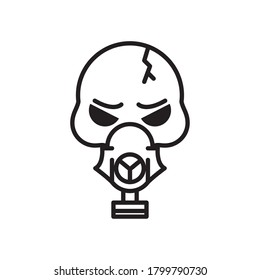 death skull head broken wearing mask line style icon vector illustration design