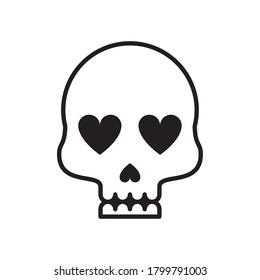 Death Skull Head Hearts Eyes Line Stock Vector (Royalty Free ...