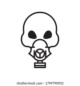 death skull head wearing mask line style icon vector illustration design