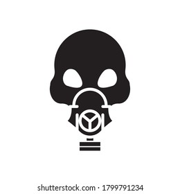 death skull head wearing mask silhouette style icon vector illustration design