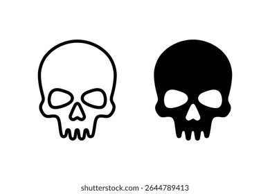 Death skull or human skull flat icon. Symbol of poison and danger. Pirate symbol